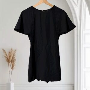 Zara Crepe Romper‎ Playsuit Crochet Trim Size S Open Back Chic Party